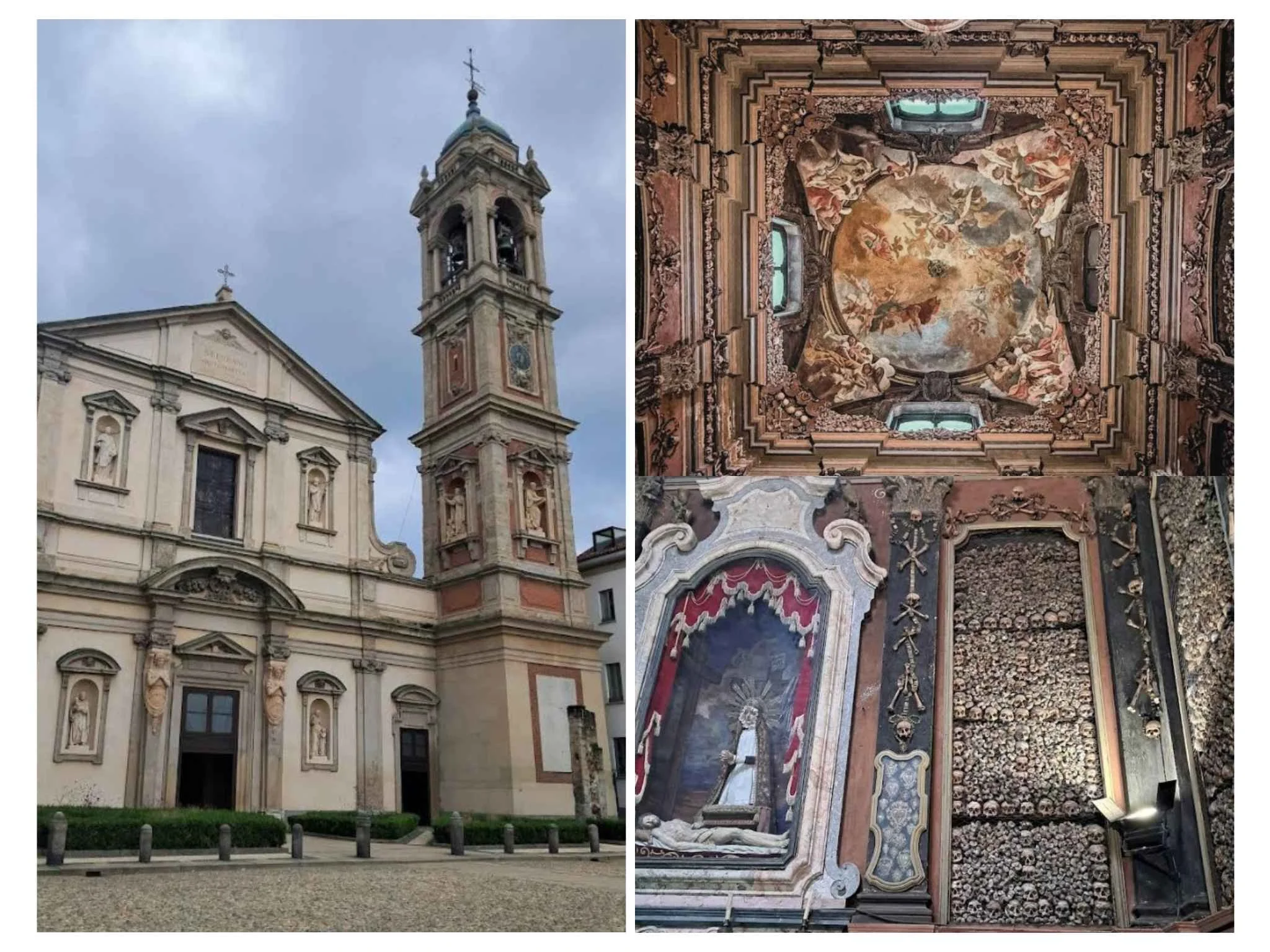 米蘭私房景點聖貝爾納迪諾骸骨禮拜堂，以人骨裝飾的內部非常特別。