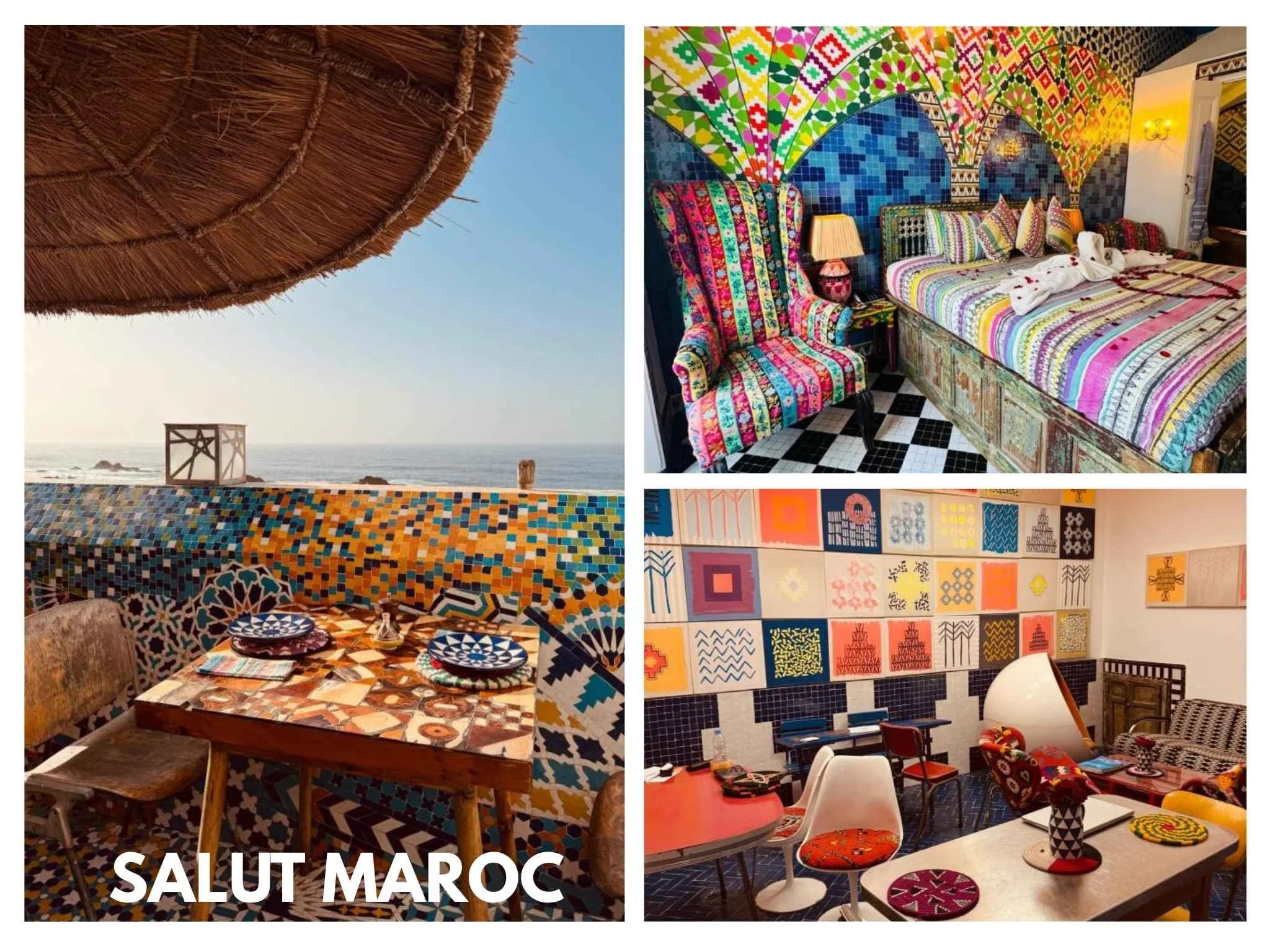 索維拉 Salut Maroc 飯店房間色彩繽紛，融合摩洛哥傳統工藝與現代設計。