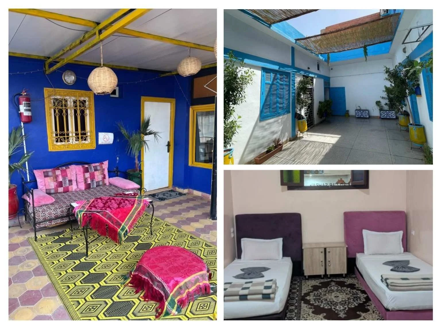 馬拉喀什老城住宿 Riad Dar Sahrawi 的房間與中庭空間。