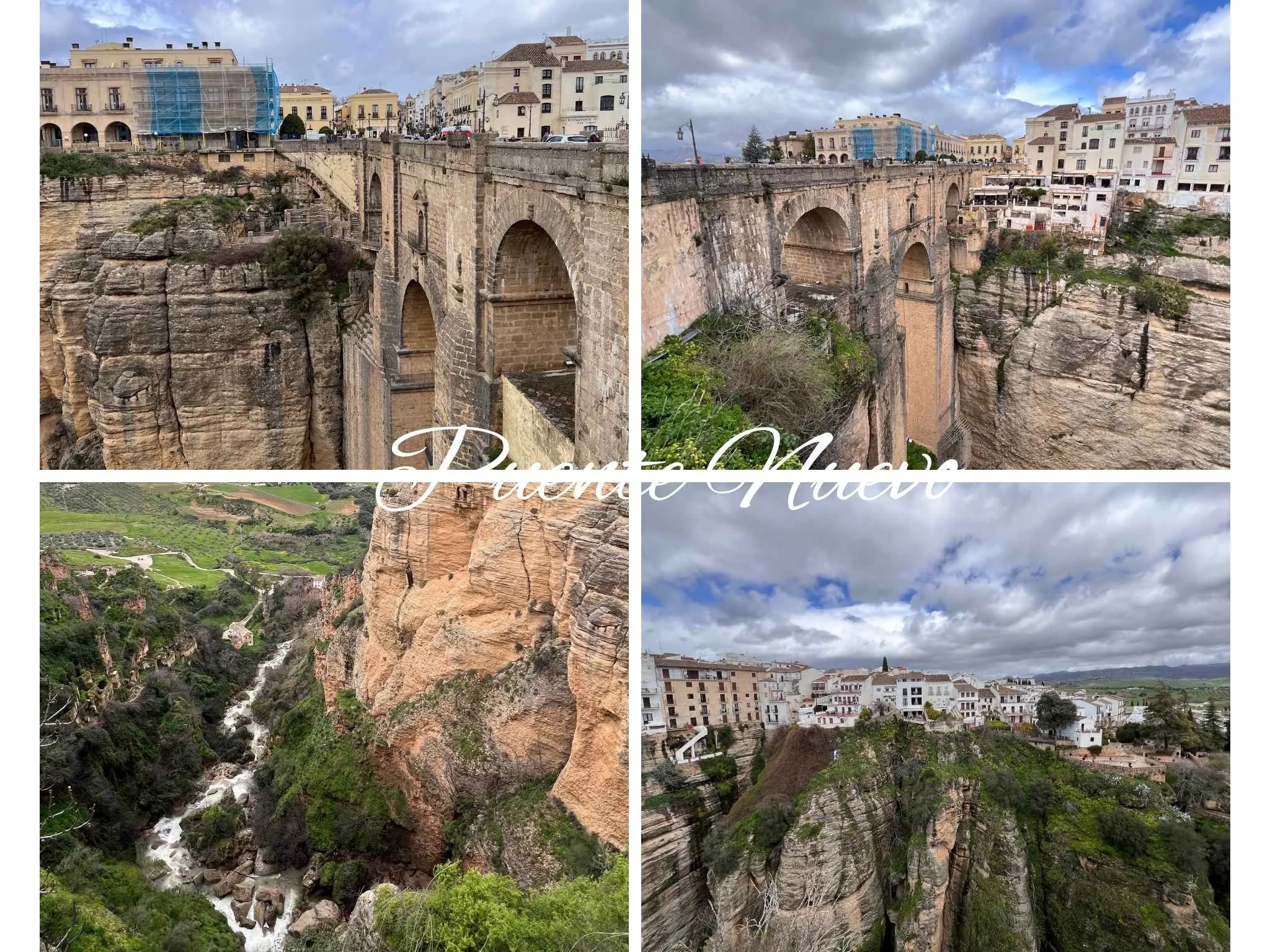 從側面觀賞隆達新橋橫跨峽谷的壯觀畫面