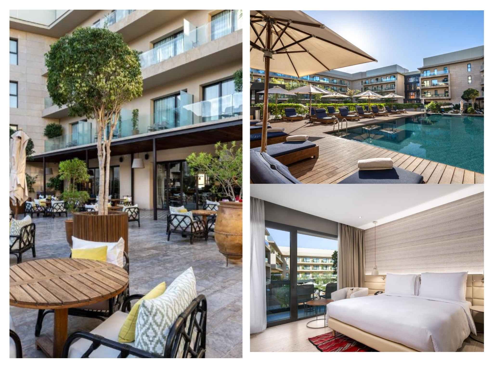 Radisson Blu Hotel Marrakech Carré Eden，是馬拉喀什新城區五星級飯店，內部裝潢精緻，設有泳池與健身房。