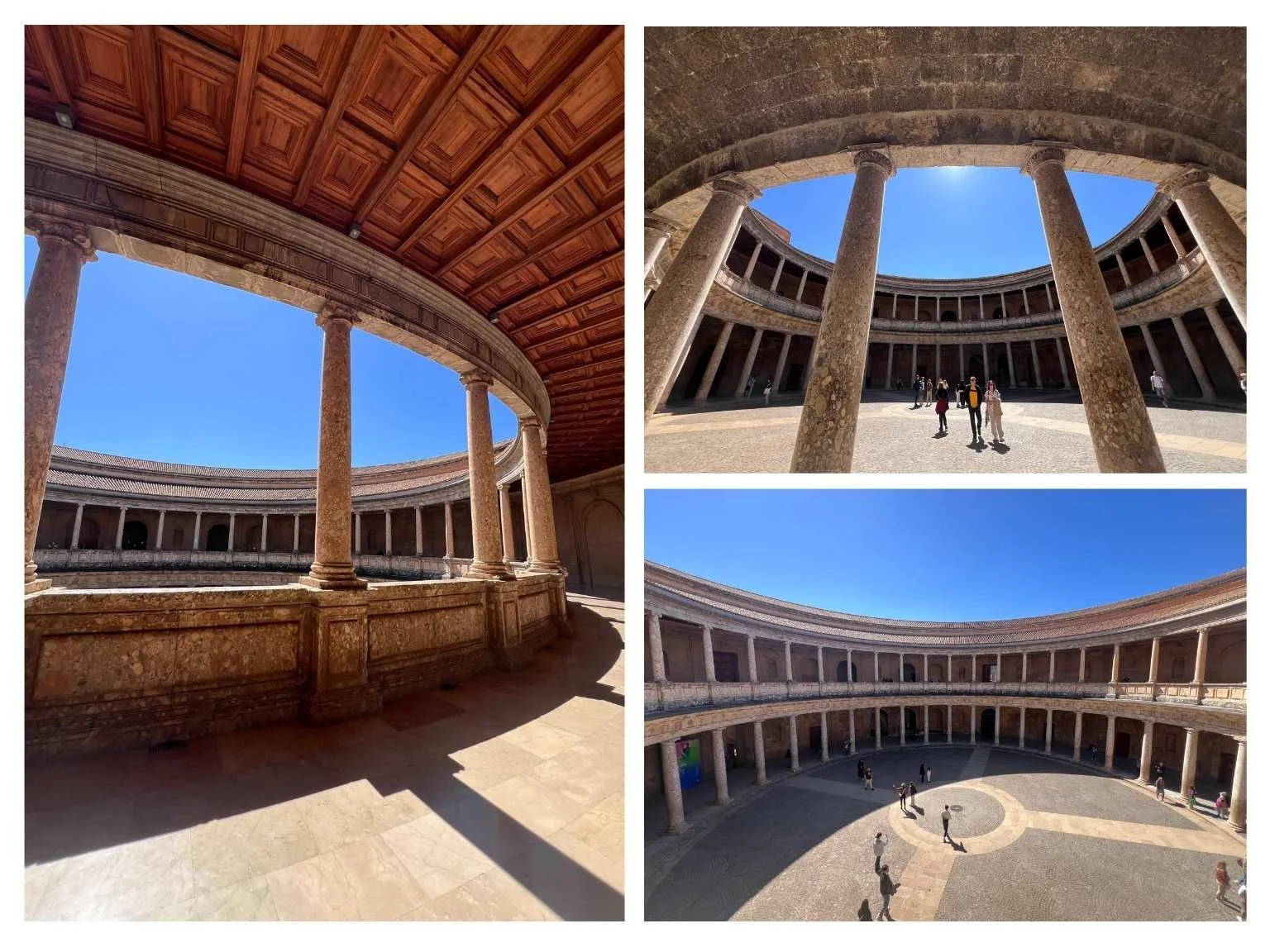 阿爾罕布拉宮內的卡洛斯五世宮，圓形中庭設計與其他宮殿風格截然不同