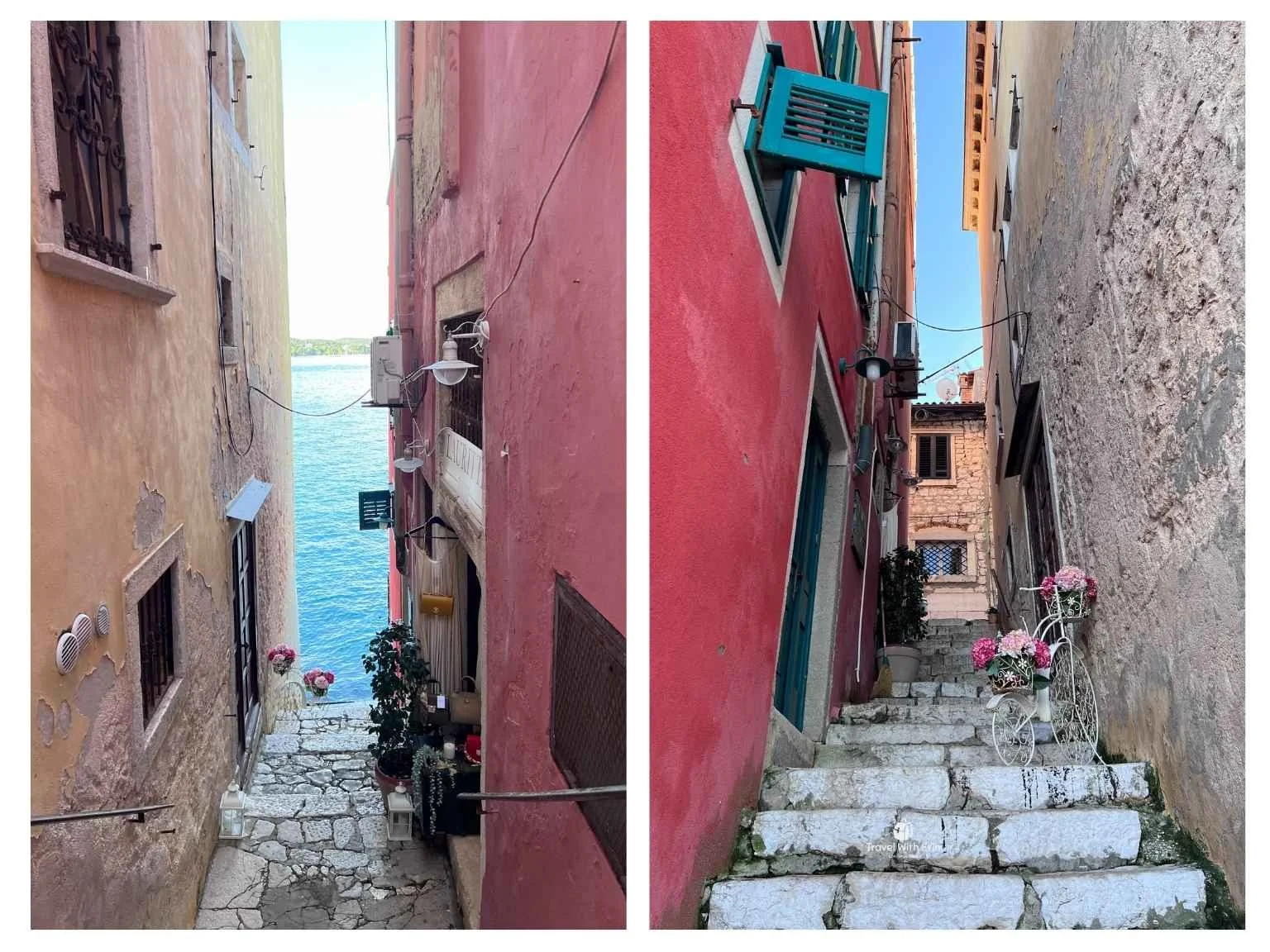 在羅維尼老城區穿梭於狹窄巷弄與石階之間，是最迷人的散步體驗。