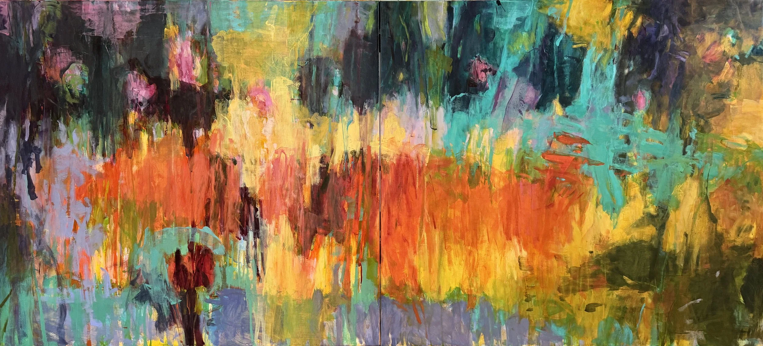 Summer Prairie, 2024, 40" x 88", flashe and oil on linen