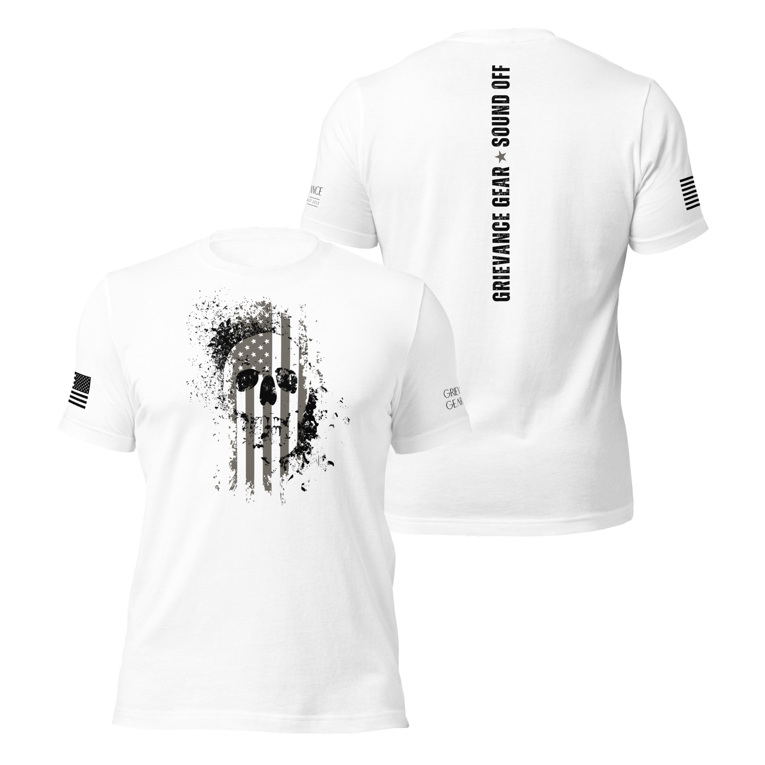 American Skull Graphic T-Shirt - White — GRIEVANCE GEAR