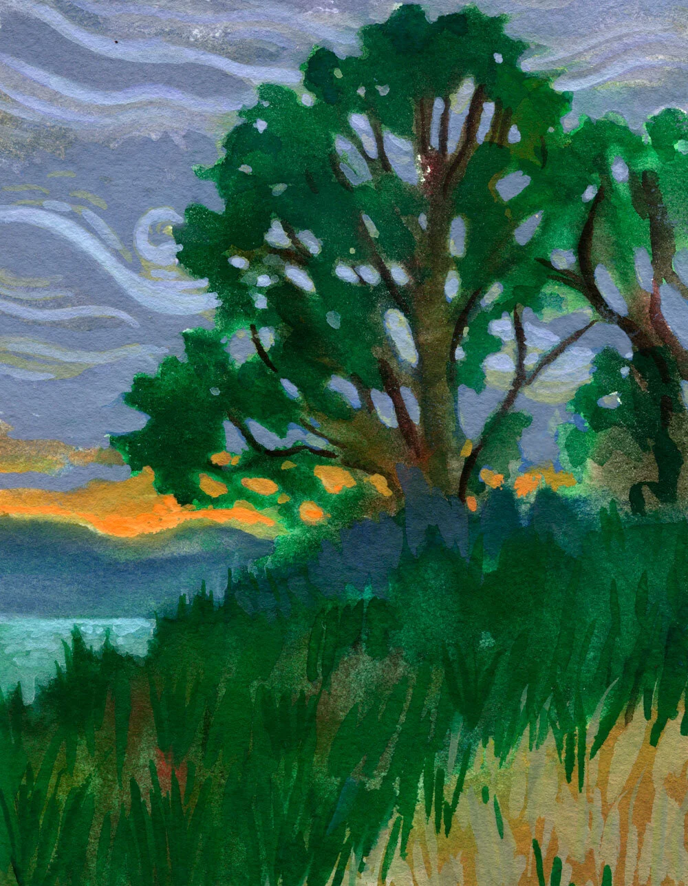 Evening Bluff; Discovery
Gouache, 4"x5"