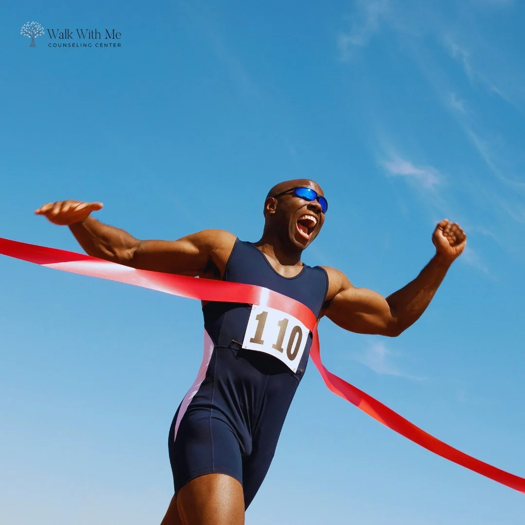 A Man Winning in a Race