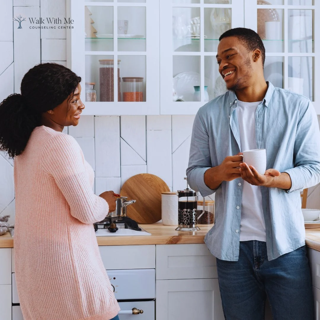 A couple having a good conversation