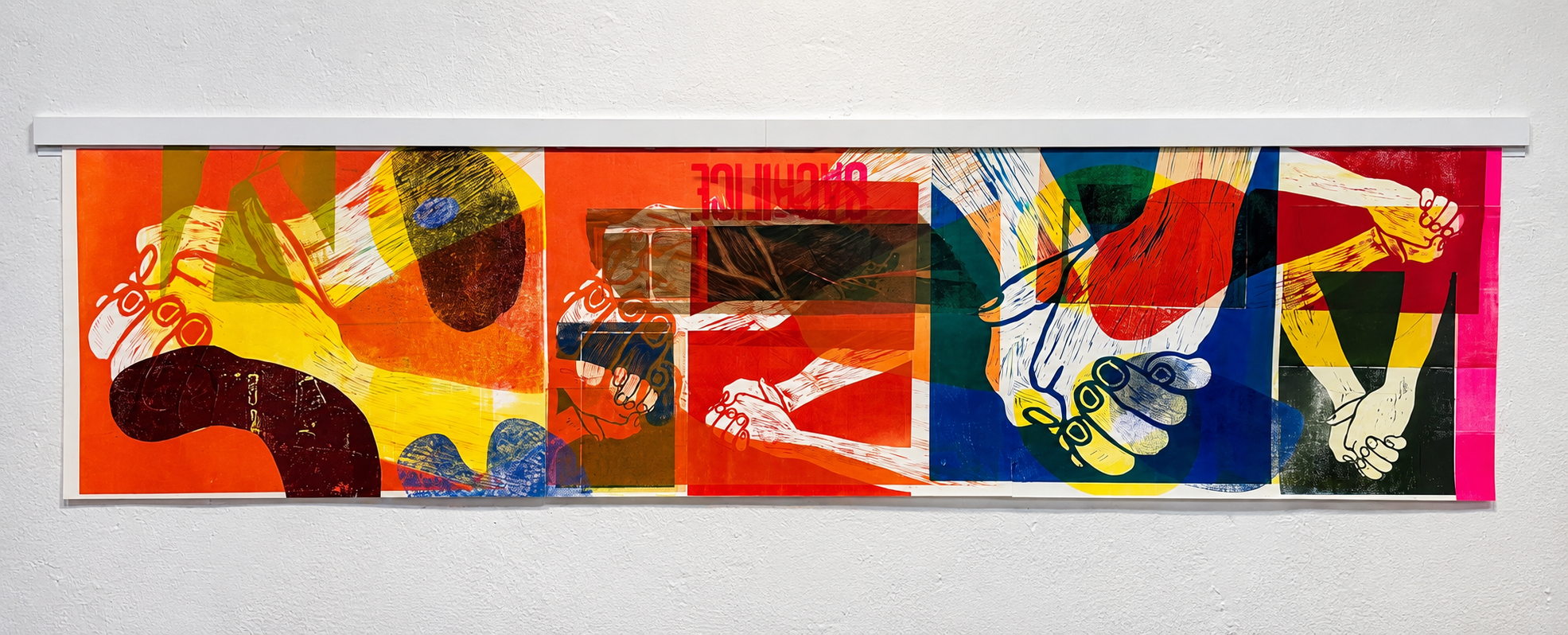 Sacrifice, 2026
relief, linoleum, letterpress mono print on paper, 19 × 75 inches (190.5 x 48.3 cm)