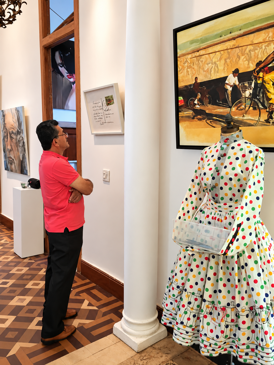 Museum Corridor with Polka-Dot Dress.png