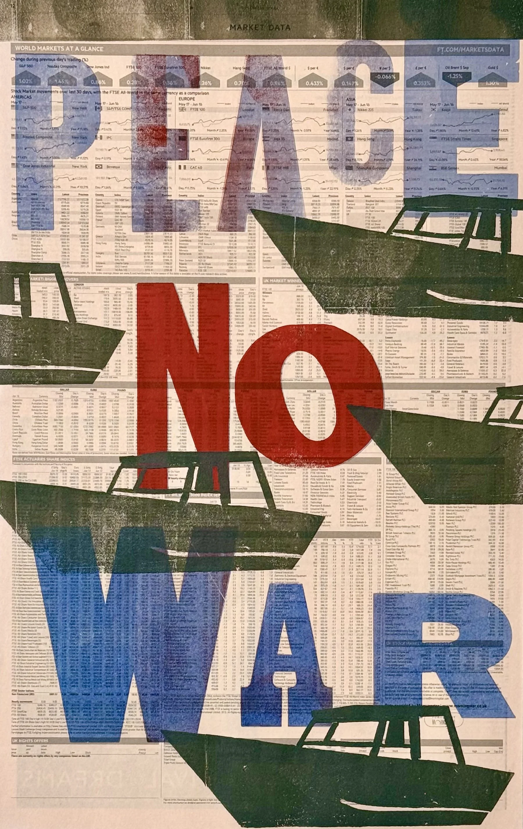 Ink Against War - Unique letterpress print on newspaper