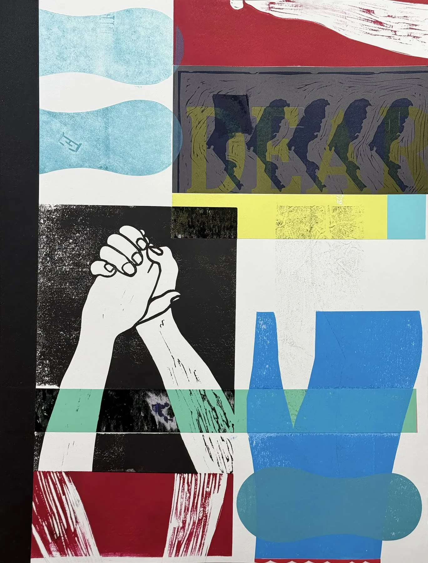 Under Pressure II: What We Hold Dear, 
2026, letterpress, relief mono print on recycled paper, 25 × 19 inches (63.5 x 48.26 cm)