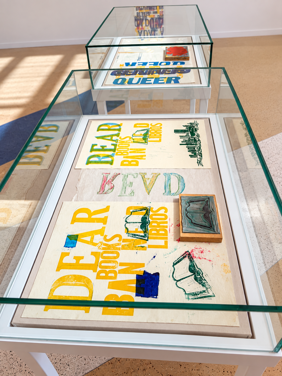 A curated book cart invites visitors to explore the titles and resources that inspired the exhibition. Take a zine to enjoy and share your thoughts by participating in our survey—Voices on Banned Books