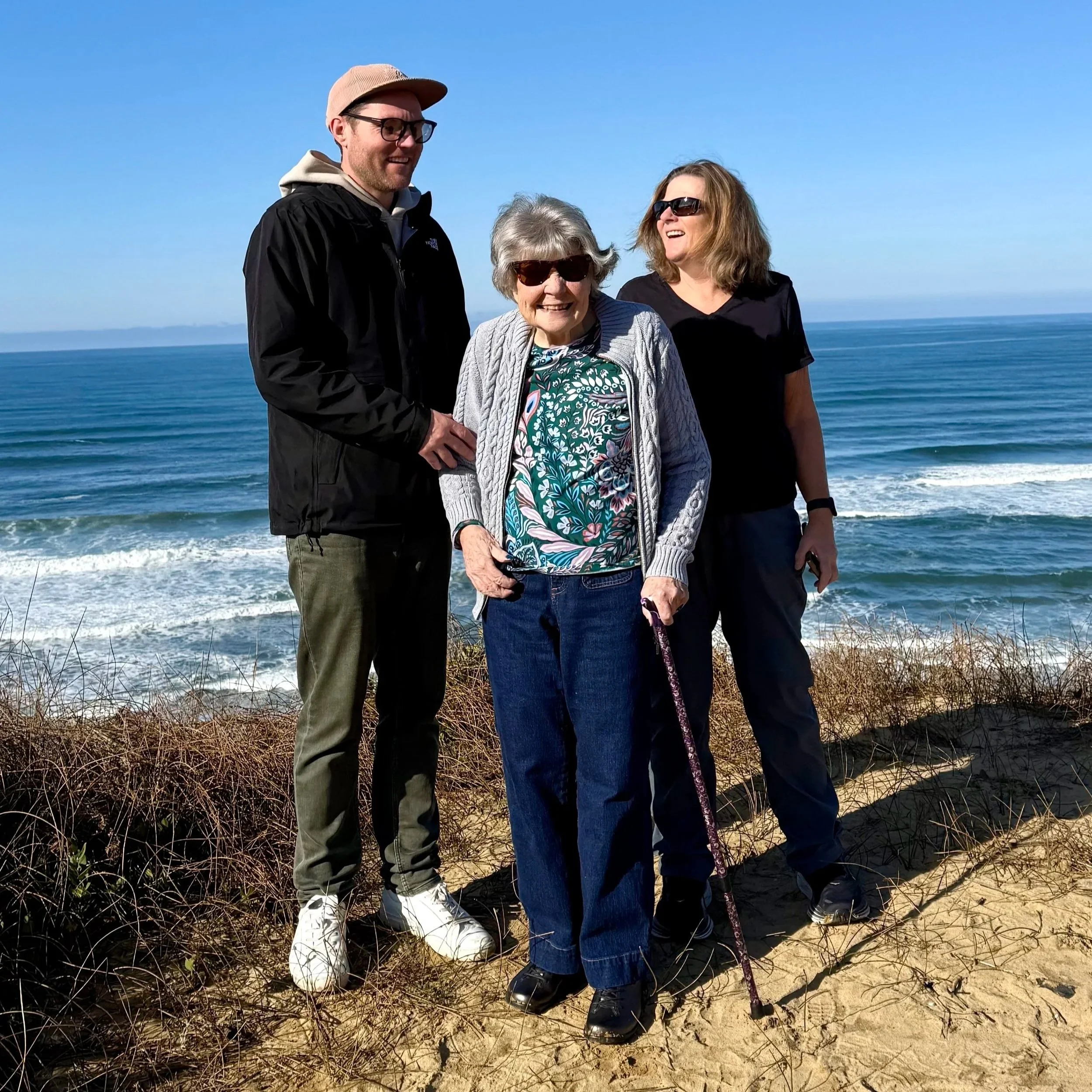 Jason Nichols, Real Estate Agent, with mother and grandmother, at the beautiful Oregon Coast. 