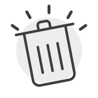 Icon of a trash can with lines indicating it is a trash bin.