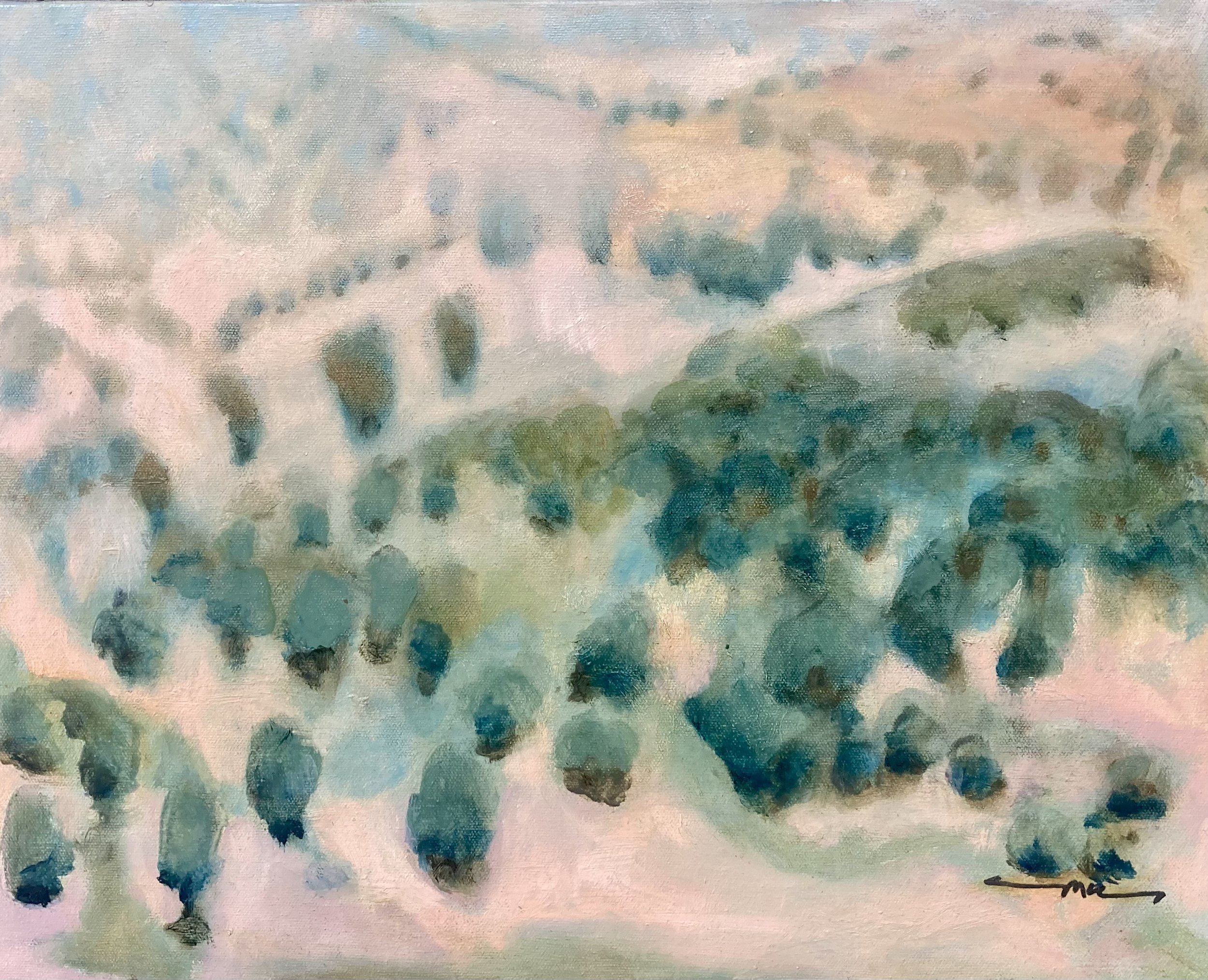 Cyprus Country   
acrylic and oil paint on canvas  
50cm (w) x 40cm (h) 
(framed in Tasmanian Oak) 