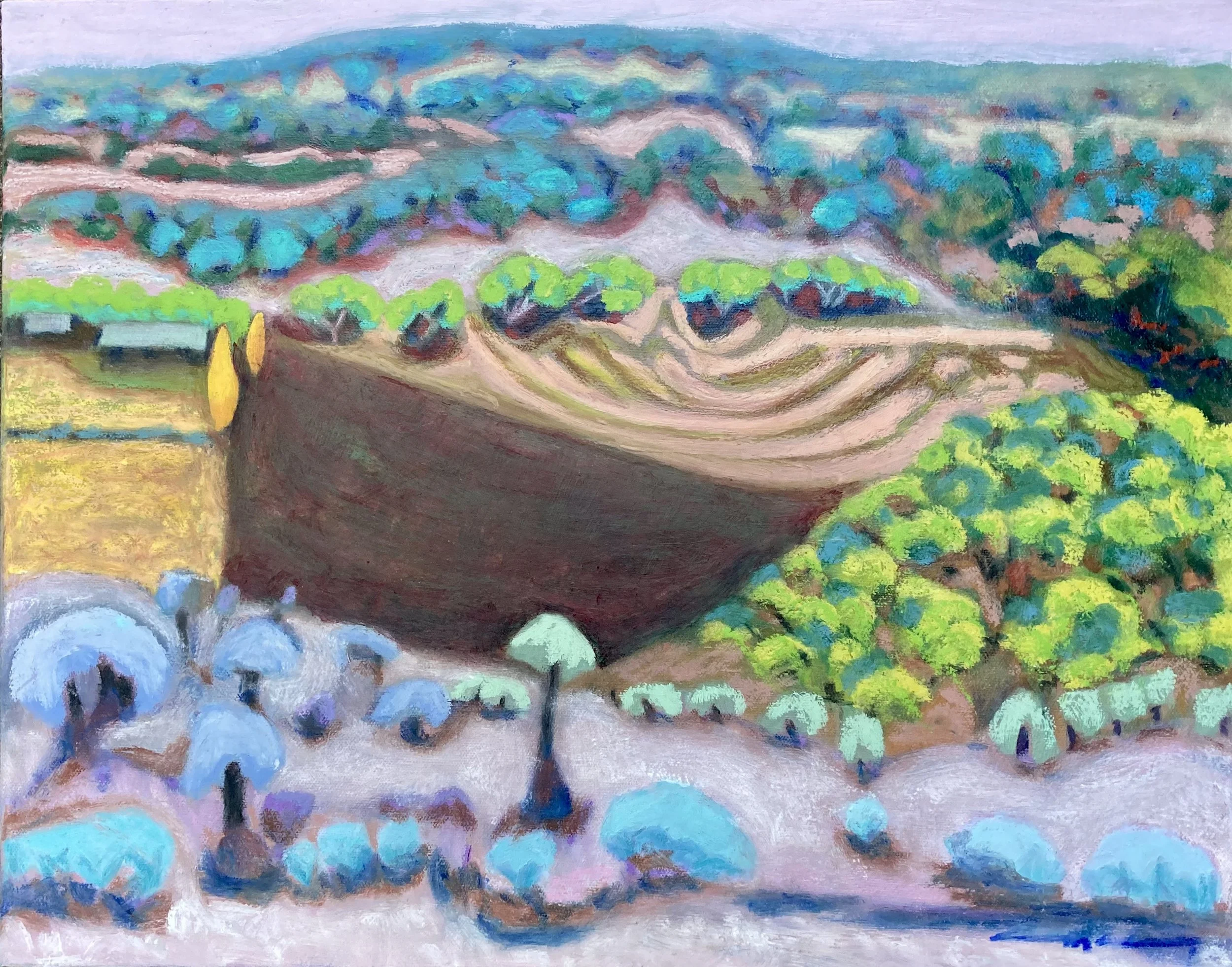 New England Tapestry 3   
acrylic paint and oil pastel on board  
50cm x 40cm  
(framed in natural pine) br 
