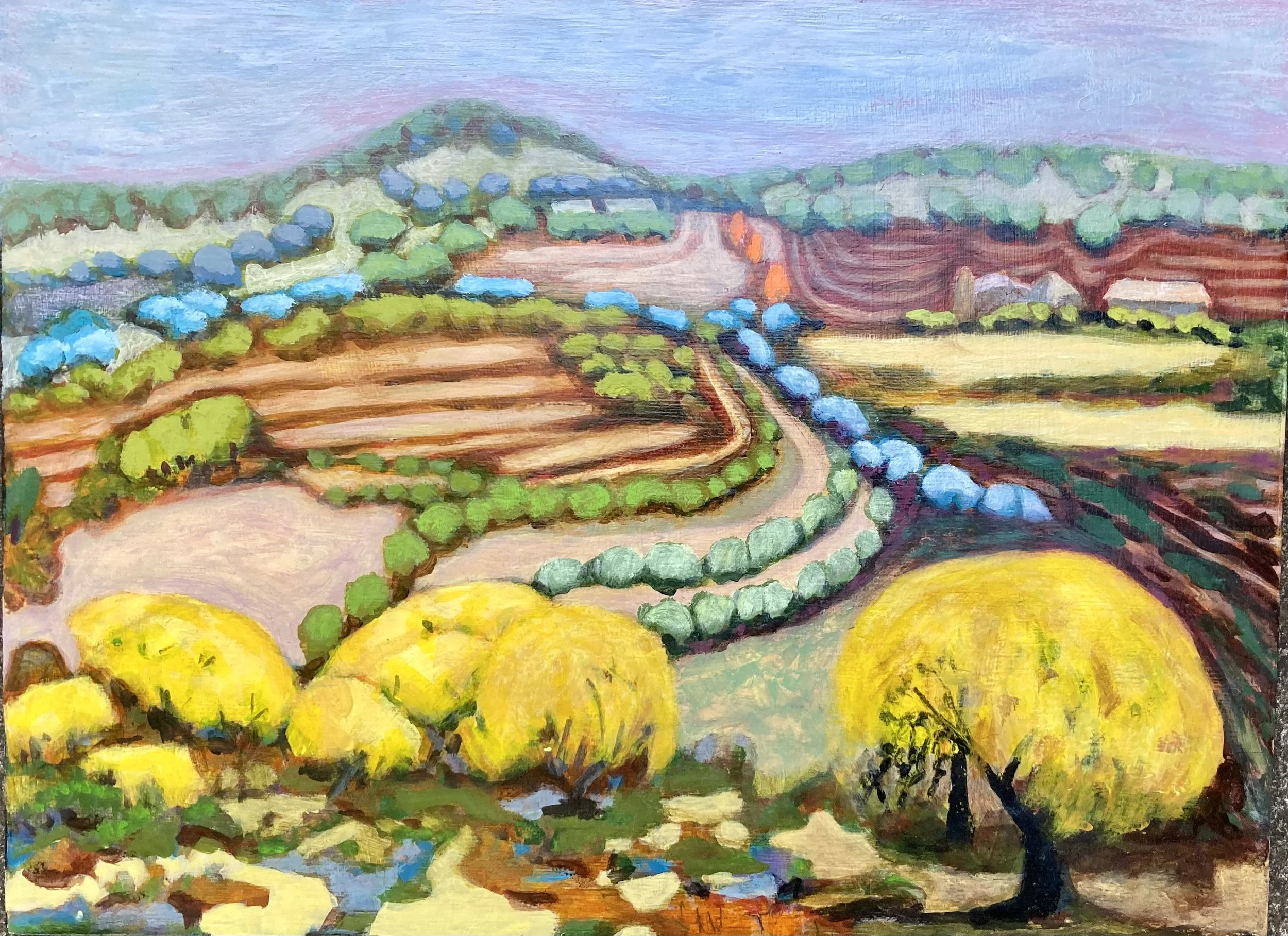 Wattle Time 
acrylic paint on board 
46cm (w) x 30cm (h)  
(framed in natural pine)
