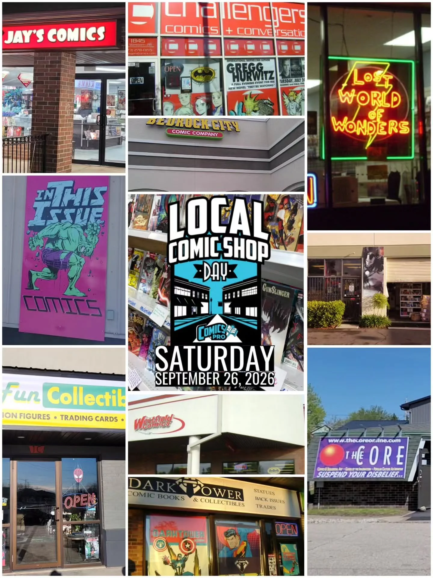 For Local Comic Shop Day, here are some of the shops I've enjoyed over the years. Some of which I visit regularly. Great customer service, selection, atmosphere, community, etc.

You can find more of my Comic Shop Tour on my blog. Link in bio.

#Loca