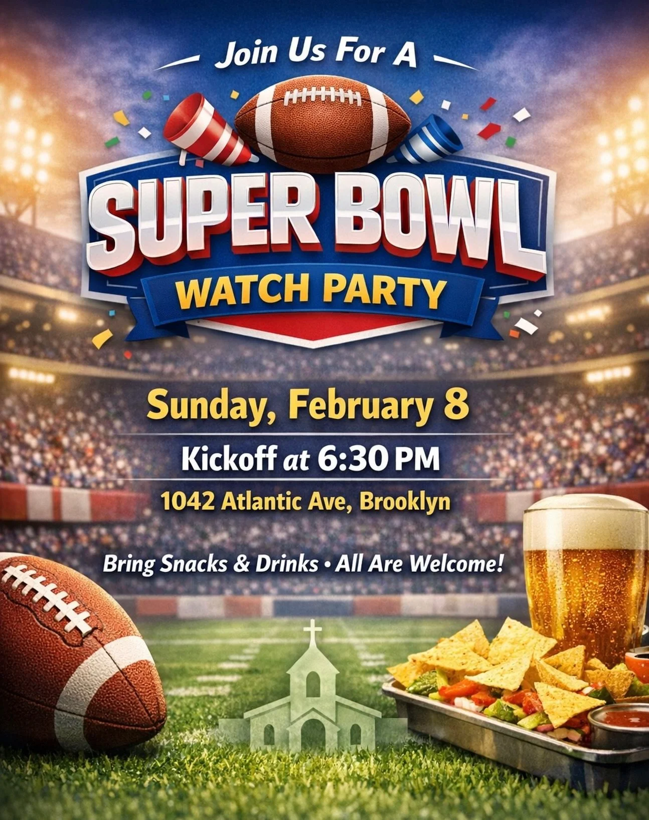 This Sunday we&rsquo;re is making a day of it 💒 🏈 🕺🏽

&bull;Join us for worship at 10 AM
&bull;Then for our all-parish Super Bowl watch party at 6:30 PM

(We&rsquo;ve reserved a theater 🙌)

Find out more at our newsletter link in bio 🔗