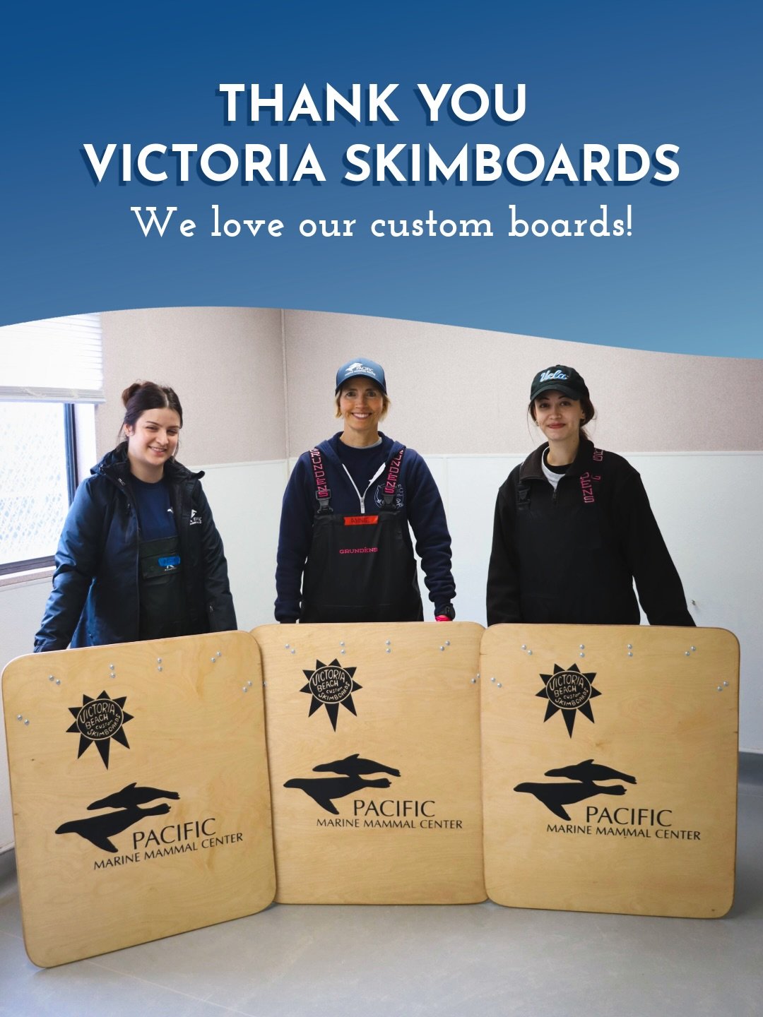 Thank you to @victoriaskimboards for providing PMMC with the best quality custom boards around- not for surfing or skimboarding, but for moving and feeding our marine mammal patients. Our boards are essential for everyday duties at our hospital - for