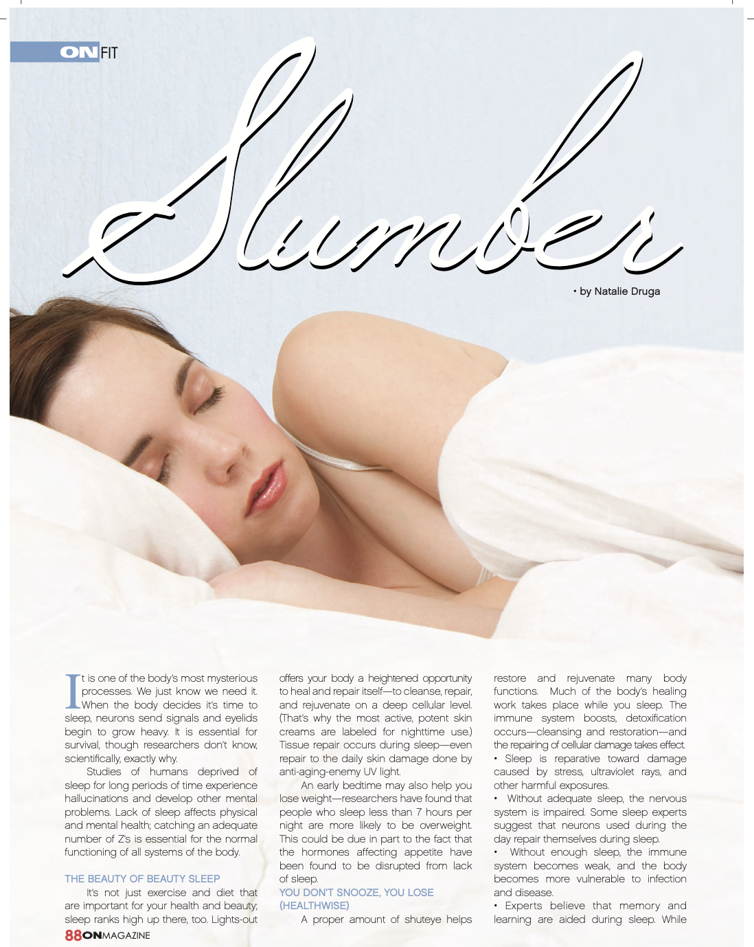 Article about the benefits of sleep (Health & Well-being)
