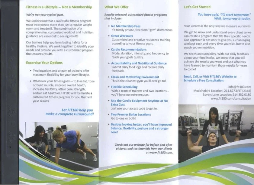 Fit180 Private Gym marketing trifold