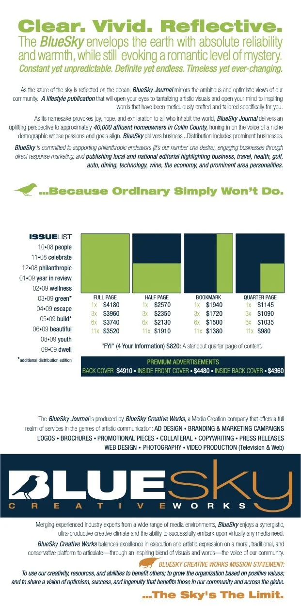 The Blue Sky Journal media kit