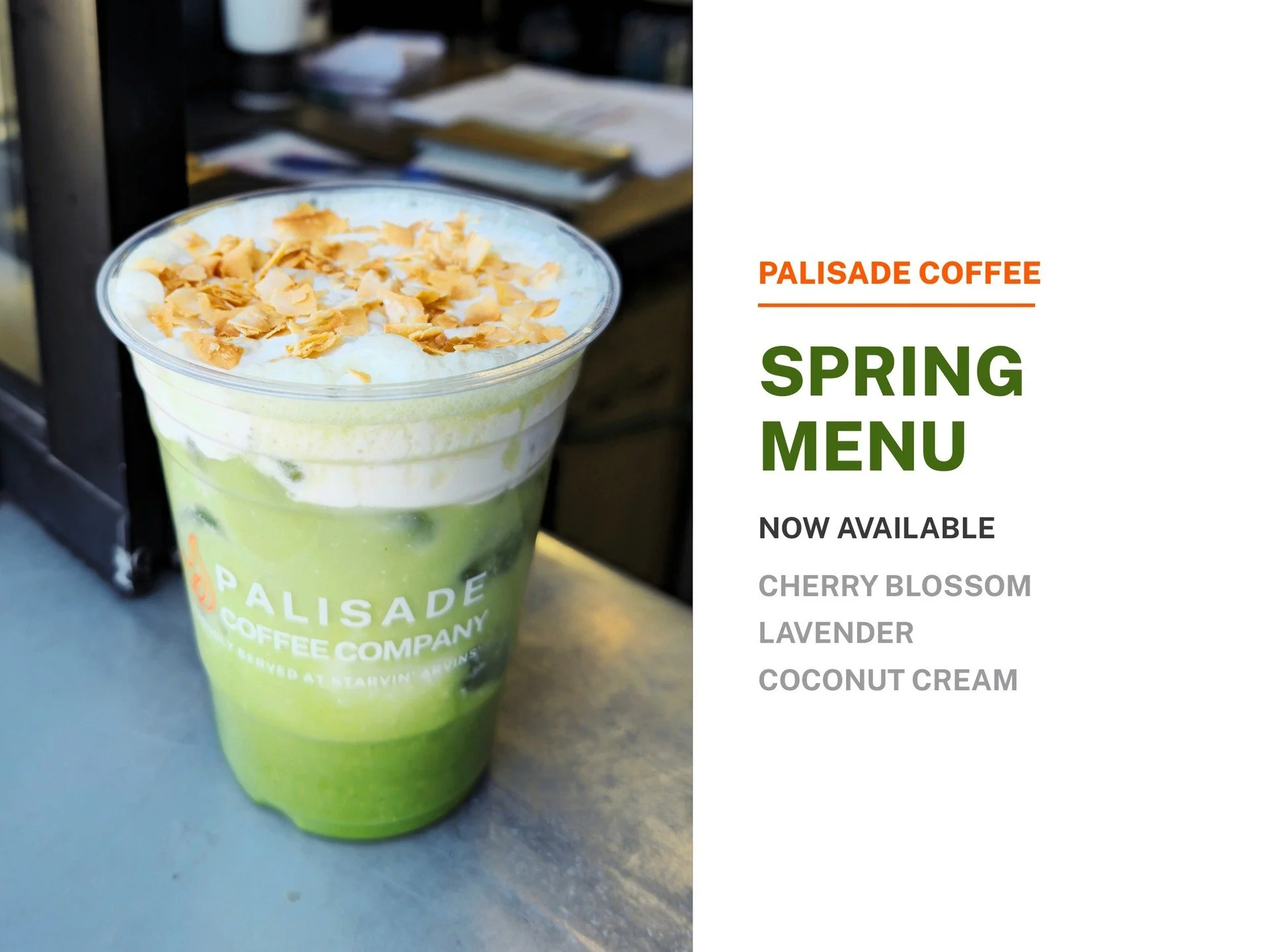 Spring menu is live.

Three new batched cold foams. This is the first one we need you to meet: Coconut Cream Matcha. Perfect ceremonial-grade matcha, coconut cream cold foam, toasted coconut flakes. It's tropical and earthy and a little ridiculous an