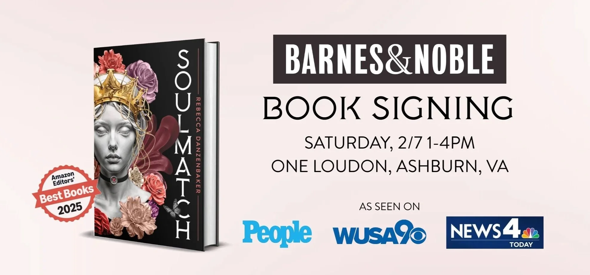 Soulmatch book signing at Barnes & Noble in One Loudoun, Ashburn, VA  on 2/7 from 1-3