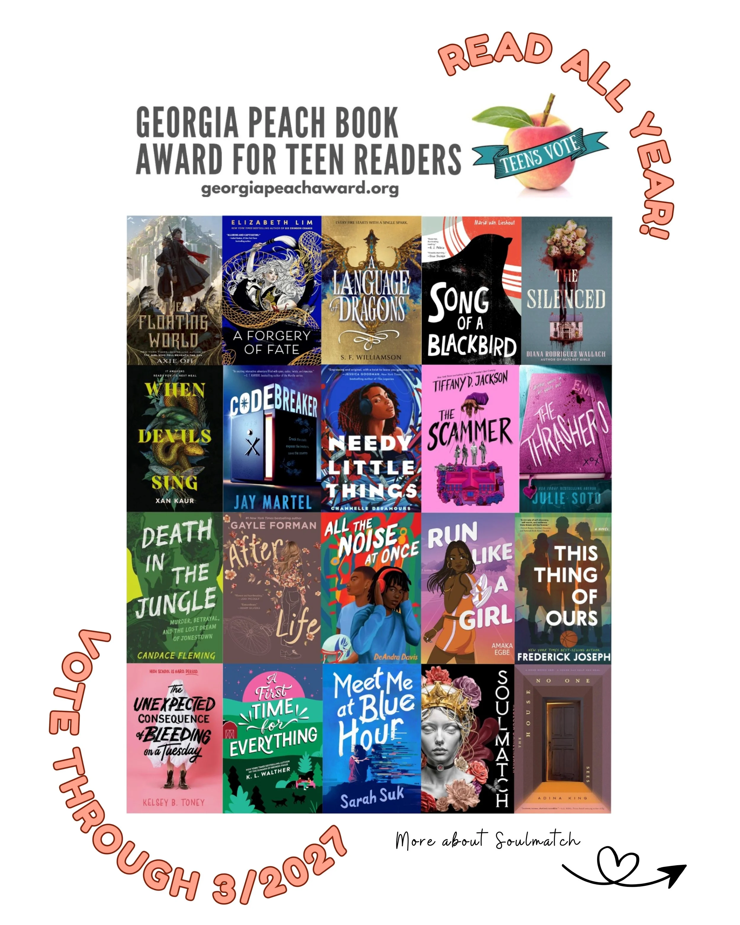 Georgia Peach Book Award for Teen Readers 2026-2027 nominees