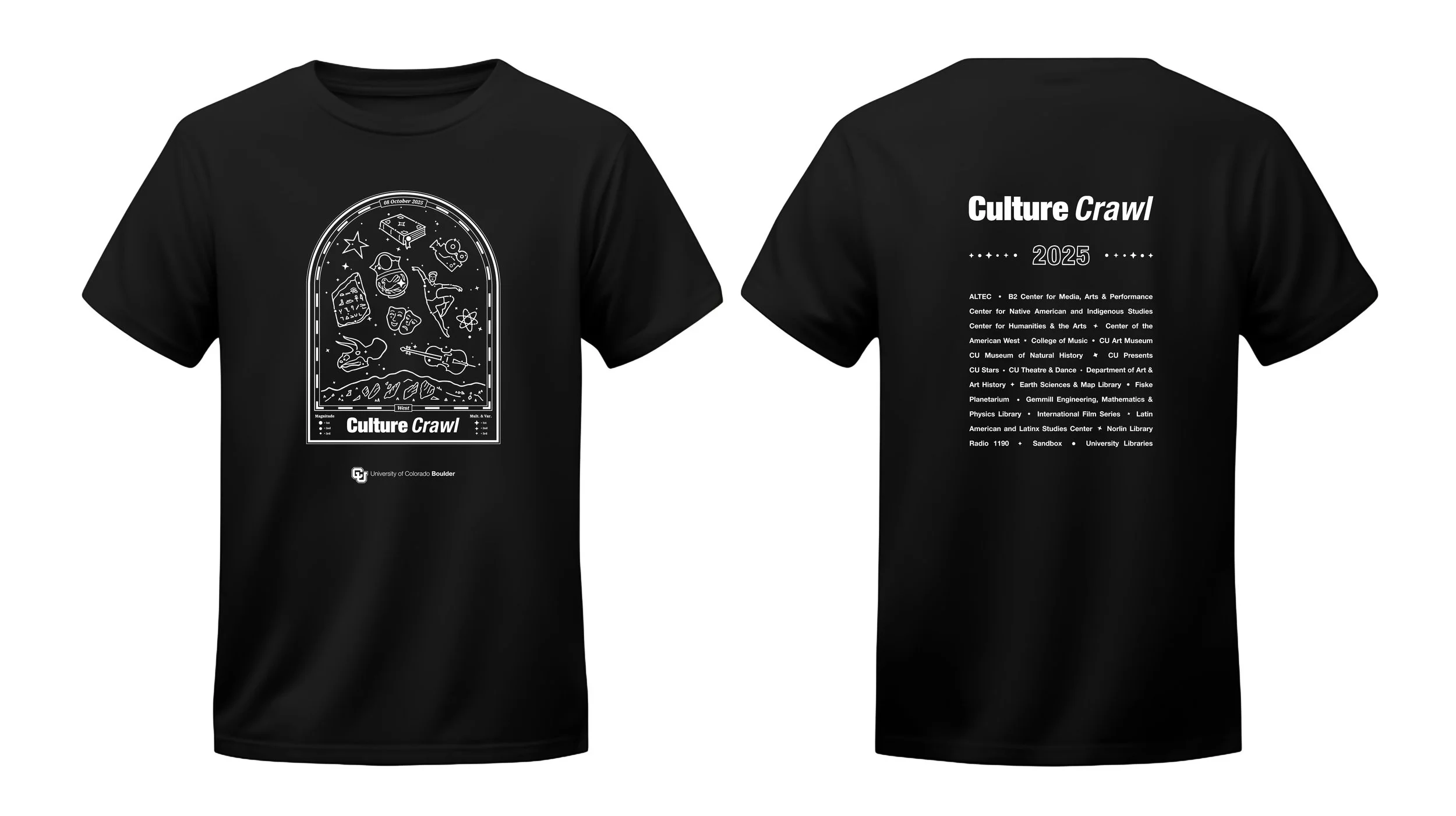 T-shirt design for University of Colorado 2025 Culture Crawl