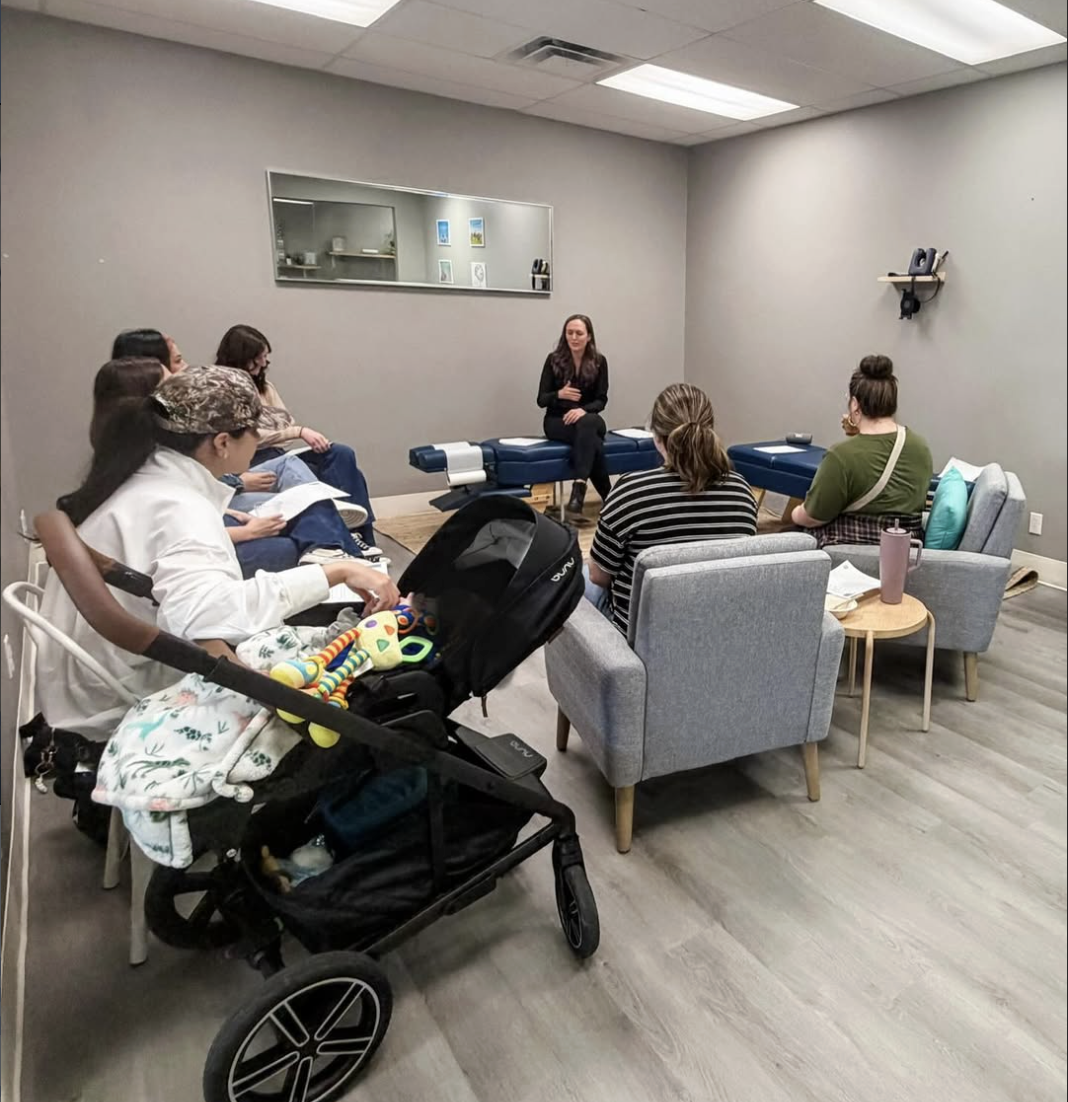 Moms gathered in community at Pediatric Chiropractic Center in Colleyville TX for Motherhood & Mentorship