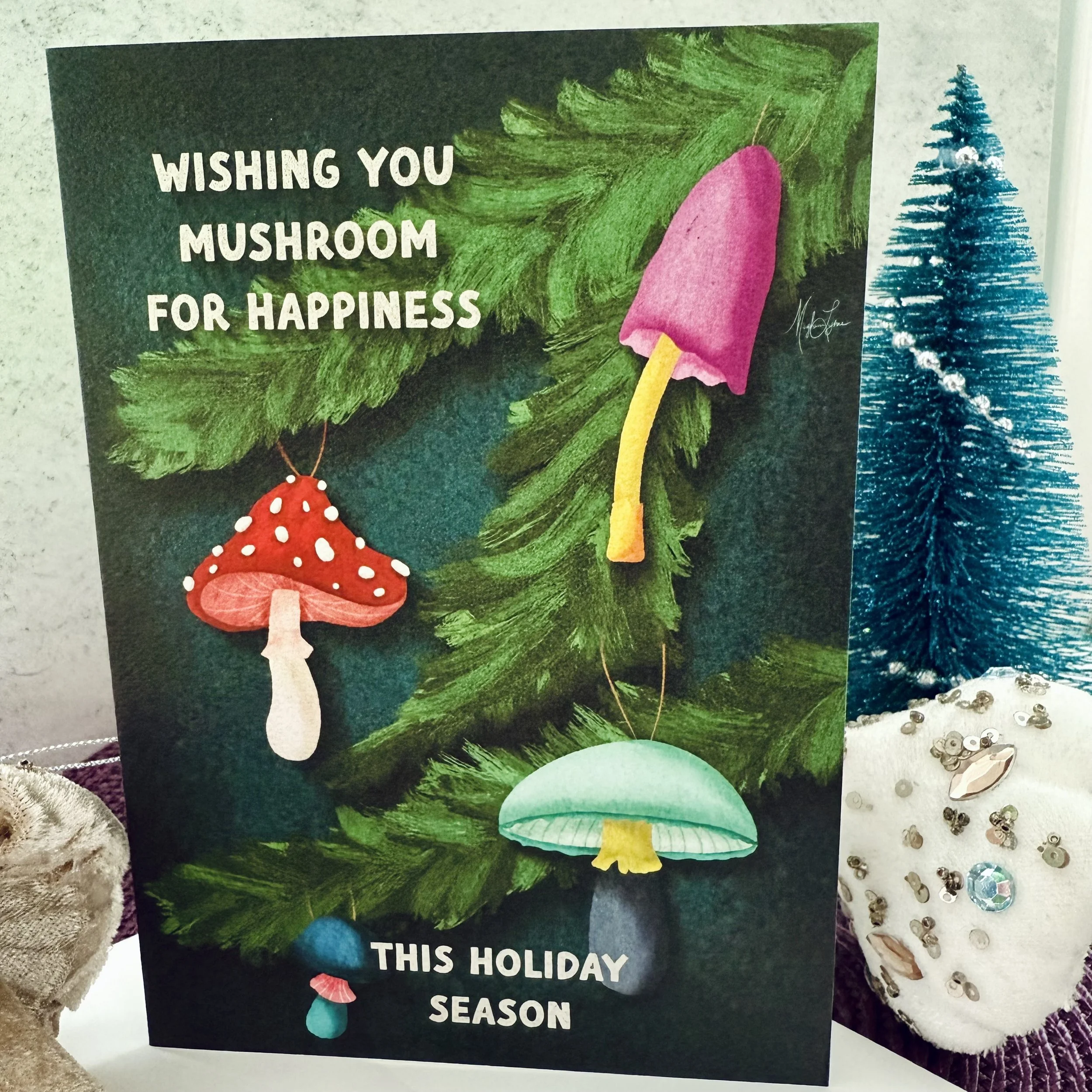 Mushroom Pun Holiday Card