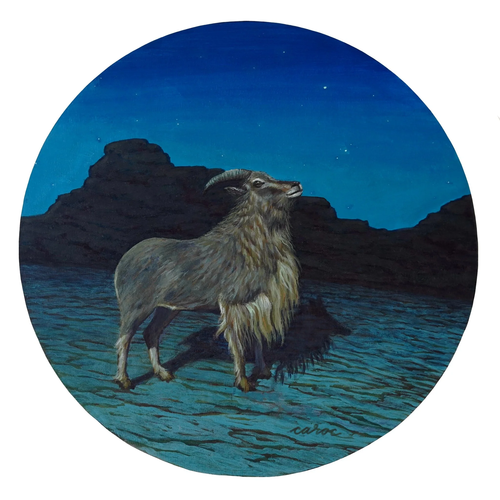 The Journey, 2025 
Acrylic on round wood panel
14”