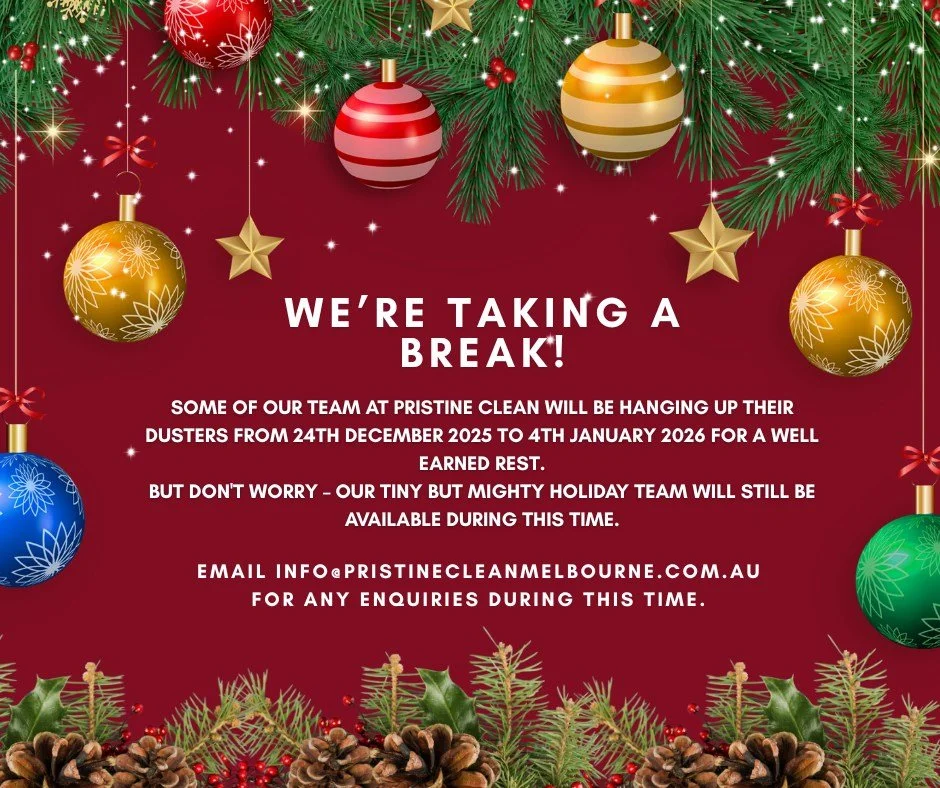 Don&rsquo;t panic! We&rsquo;re still here during this time. Some of our team will be taking a well-deserved break.
For anything you need during this period:
- Questions about your regular clean
- Scheduling
- General enquiries
Please email our office