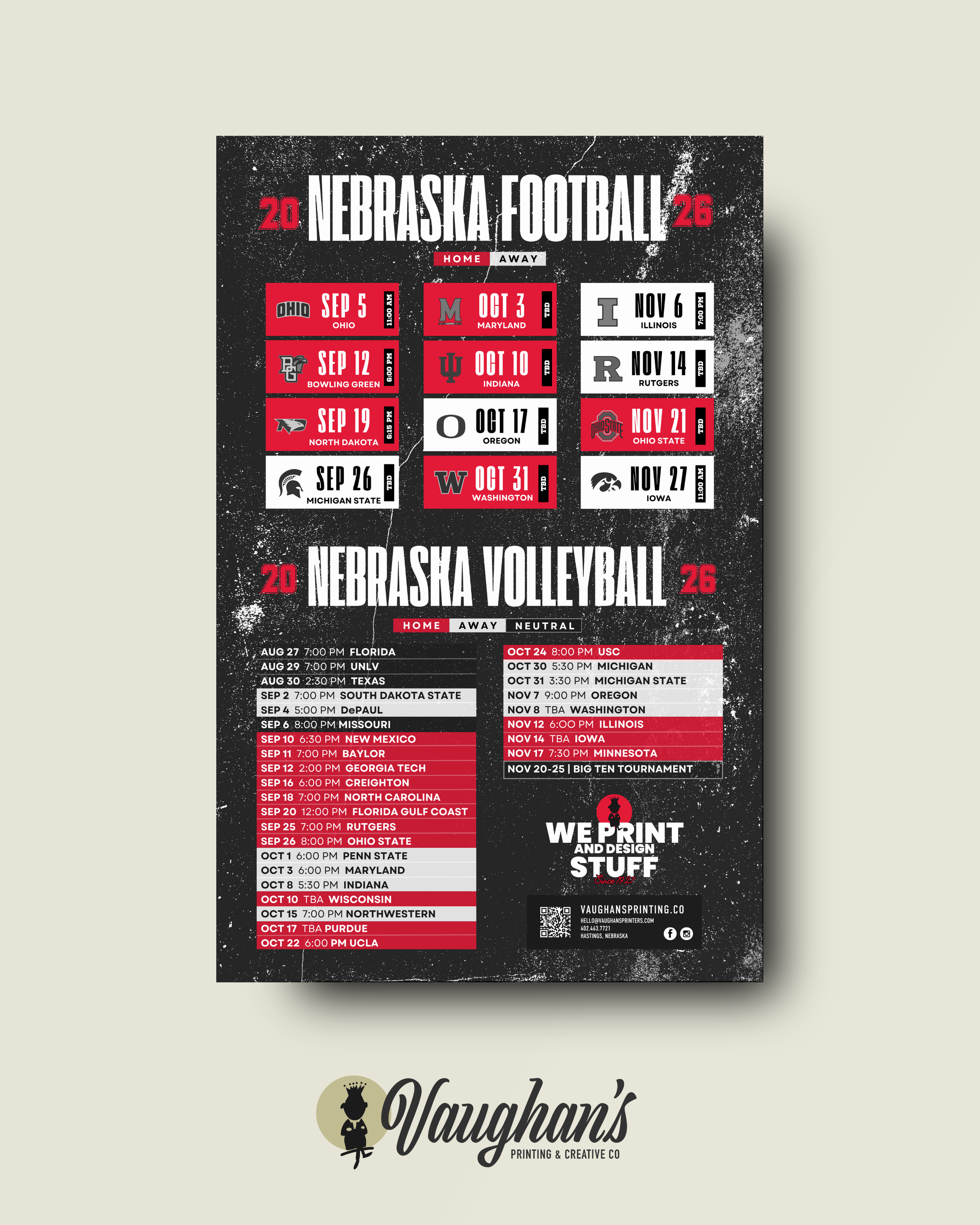 Nebraska Husker Schedules 2026