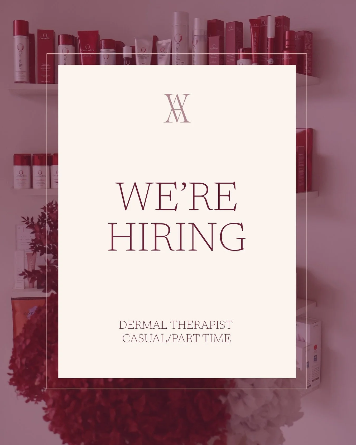 We&rsquo;re Hiring ✨
Dermal Therapist
Casual / Part-Time
📍Ascot Vale

We&rsquo;re searching for someone who&rsquo;s truly passionate about skin, client care, and creating real, lasting results.

You&rsquo;re warm, detail oriented, and genuinely dedi