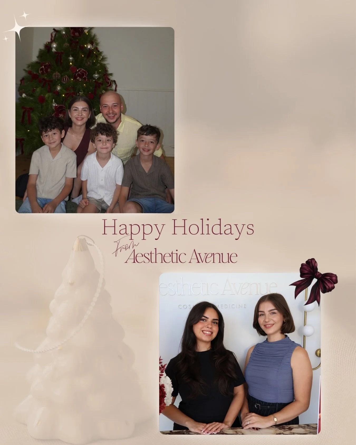 Wishing all of our clients a beautiful Holiday Season ✨
Thank you for your unwavering support throughout the year. 
May your day be filled with good food, cherished moments, and the people you love most.
With love, Aesthetic Avenue 🤍