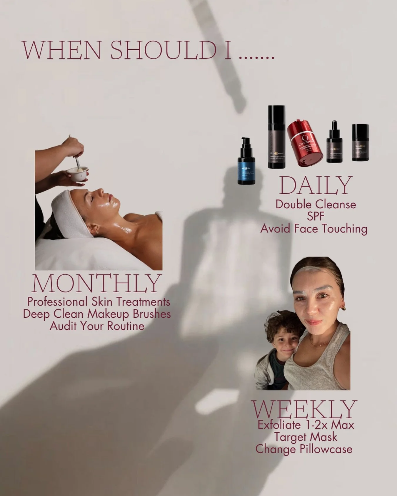 When it comes to your skin treatments and where to start remember that your daily habits protect, your weekly steps maintain and your monthly treatments target and transform 🤍