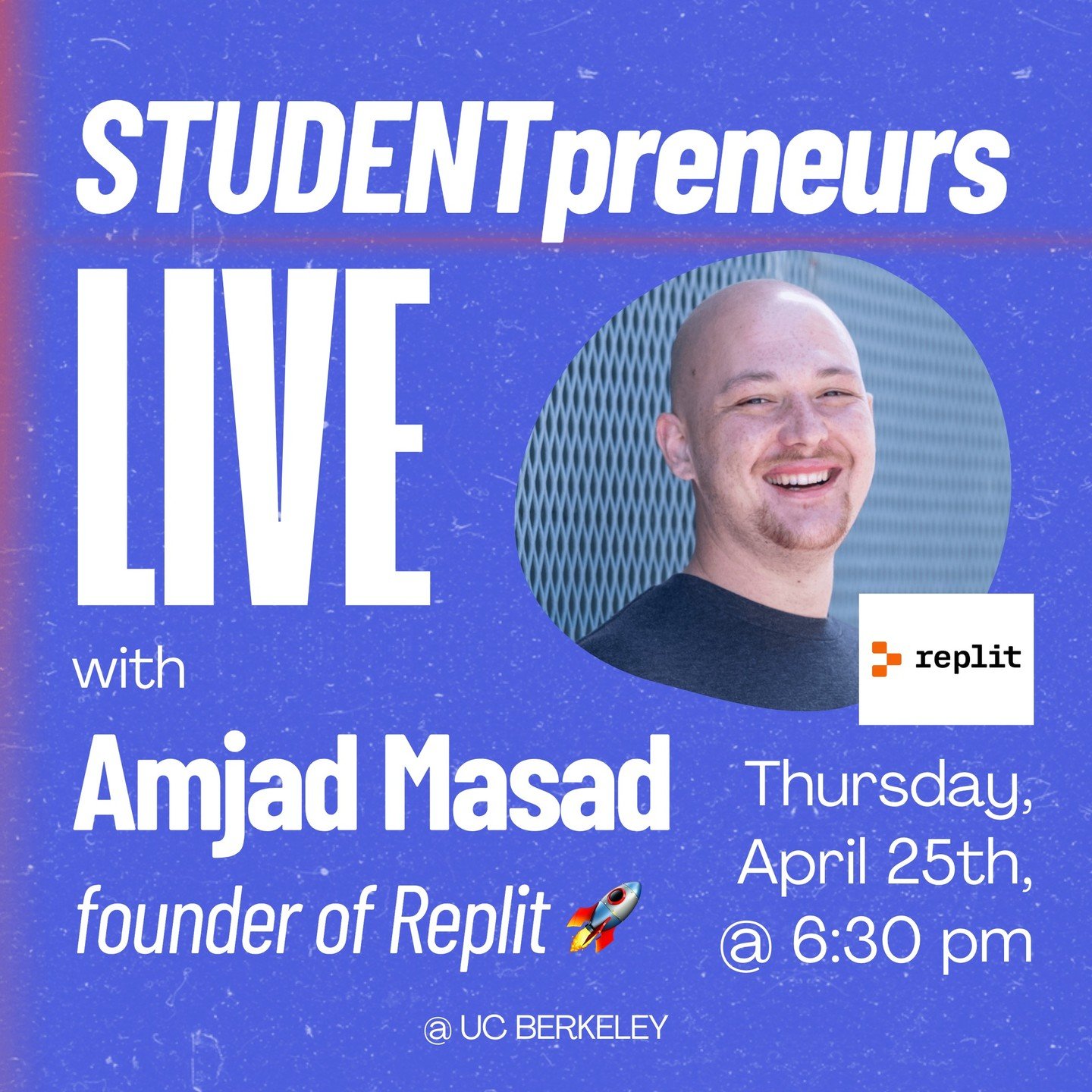 We're super excited to be interviewing Amjad for STUDENTpreneurs Live at @ucberkeleyofficial next Thursday. 

We're gonna have a meaningful convo exploring his visions for the future of AI and work, and what it means to build a life in our world.

RS