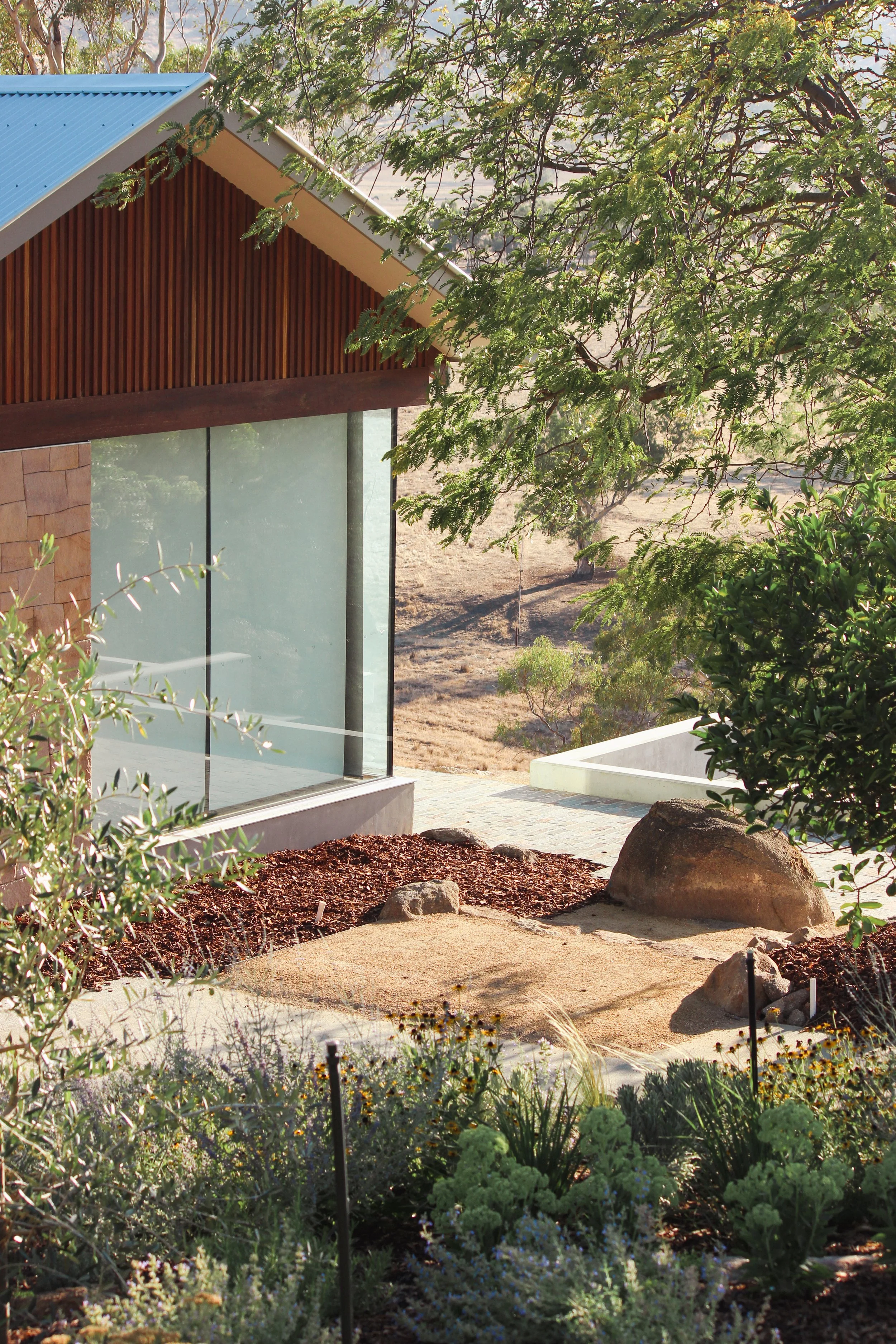 Landscape Design, Garden Design, Country house, regional New South Wales, naturalistic, drought resistant, achillea, Russian sage, dry tolerant, dry garden