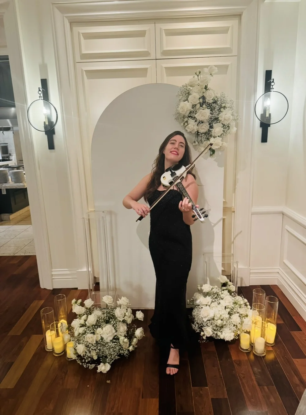 Professional violinist and South Bay violin teacher Abigail Shelton performing on electric violin