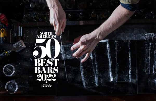 50 Best award &amp; bartender cutting ice