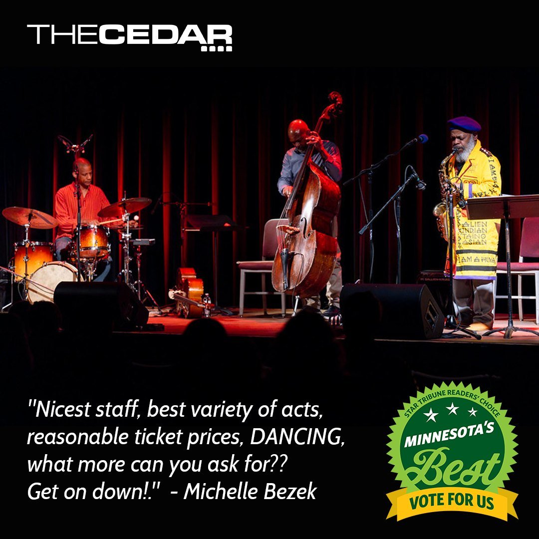 🗳️Last day to VOTE FOR The Cedar!

We&rsquo;ve been nominated in the &quot;Entertainment: Concert Venue&quot; category for Minnesota&rsquo;s Best! 🫶 Click the link in our bio to vote now!

The Cedar is a non-profit, all-ages, music and performance 