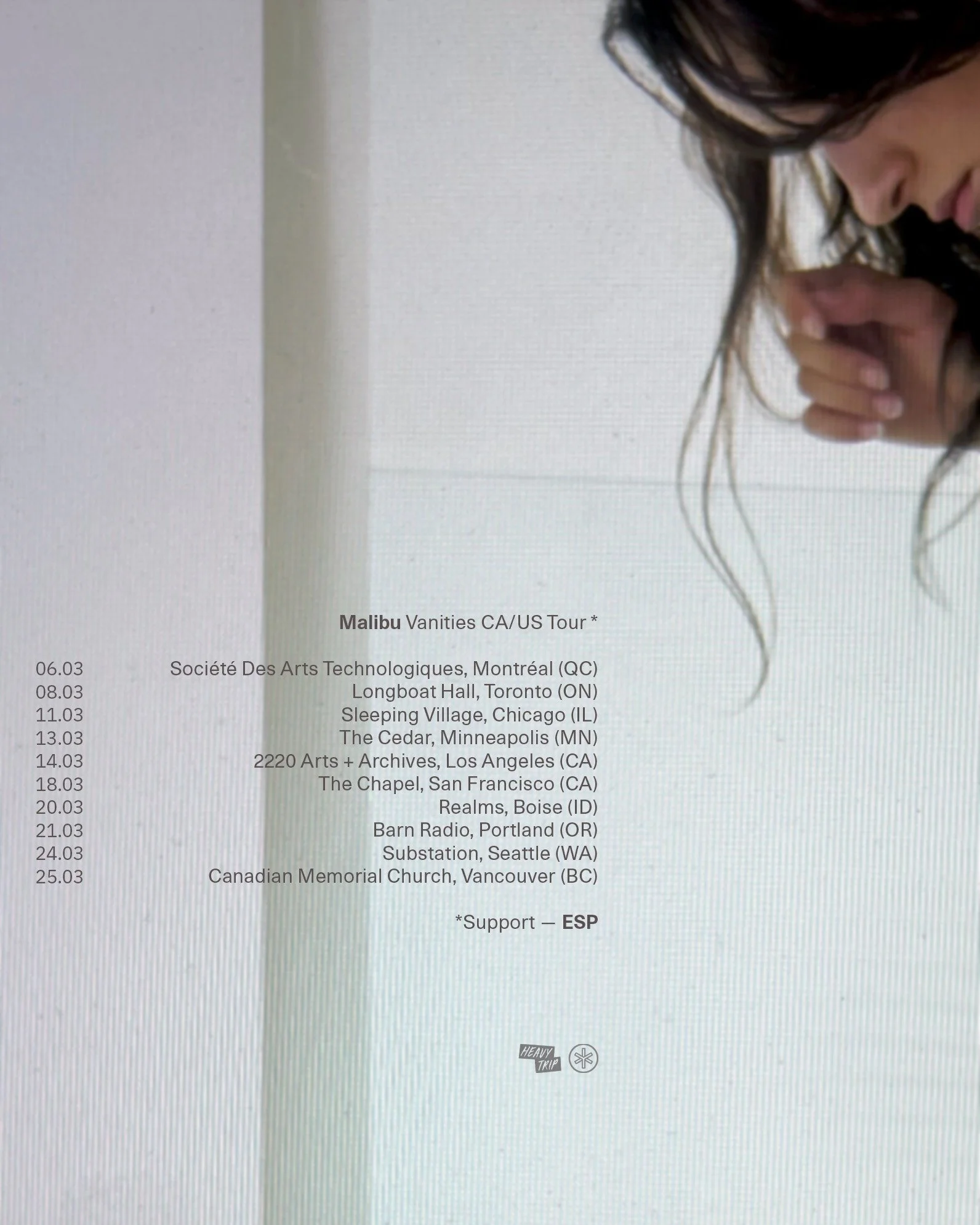 The Cedar Presents
MALIBU with ESP
Friday, March 13, 2026 / Doors: 7:00 PM / Show: 8:00 PM
All Ages
Seated

Malibu&rsquo;s music is deeply meditative and serene. Drone, neoclassical, and dance intertwine to take listeners on a contemplative journey. 