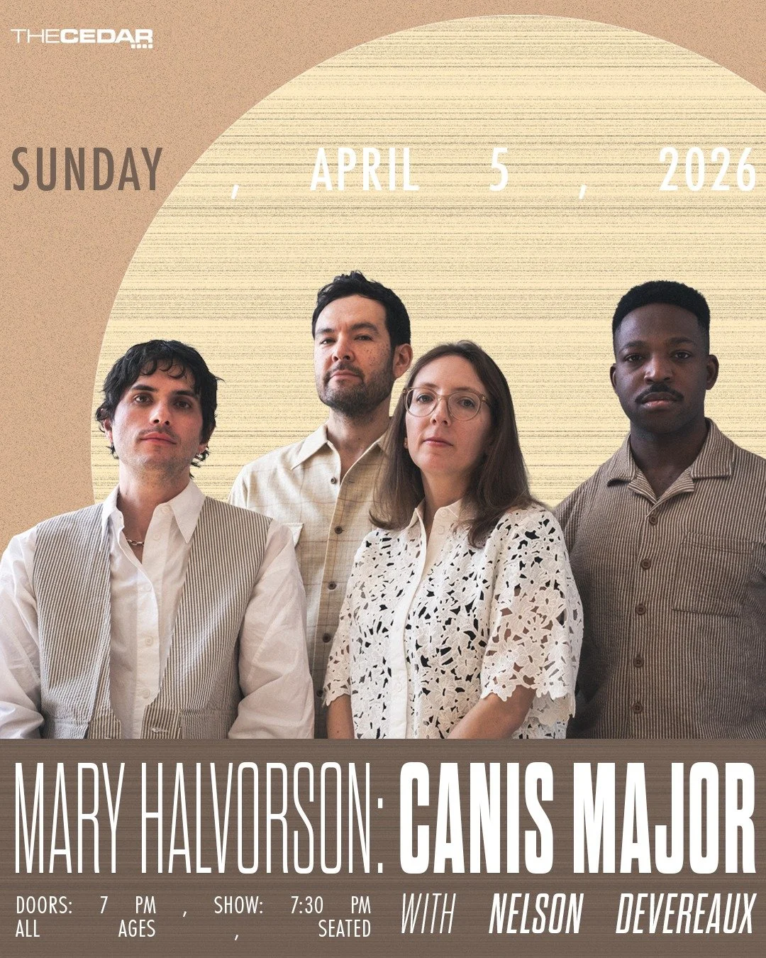 The Cedar Presents
MARY HALVORSON: CANIS MAJOR with Nelson Devereaux
Sunday, April 5, 2026 / Doors: 7:00 PM / Show: 7:30 PM
All Ages
Seated

Incomparable guitarist and composer Mary Halvorson brings Canis Major to the Cedar stage for the first time. 
