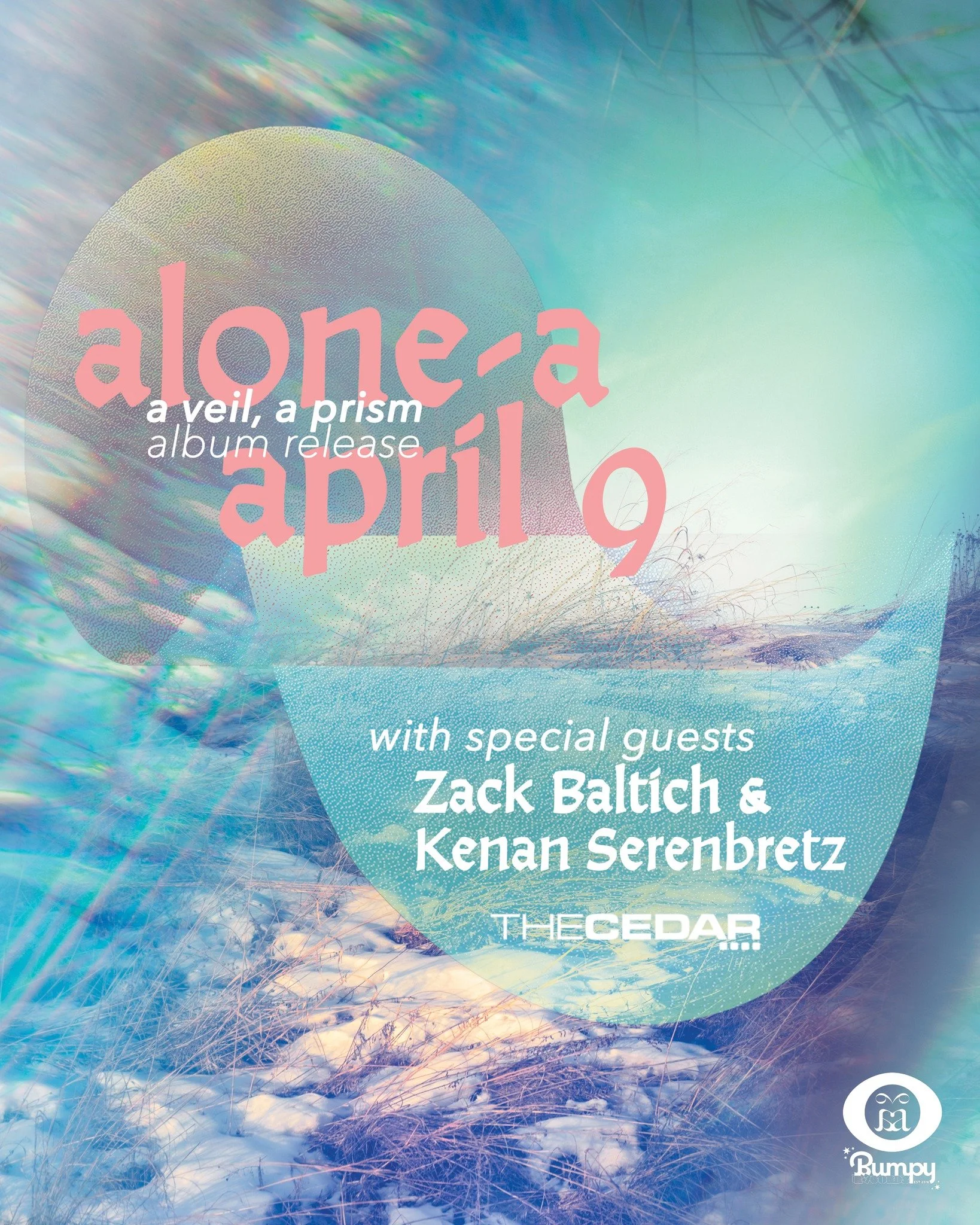 The Cedar Presents
alone-a with Zack Baltich and Kenan Serenbretz
Thursday, April 9, 2026 / Doors: 7:00 PM / Show: 7:30 PM
All Ages
Seated

Vocal looping, processed percussion, and hymns to the natural world come together in this album release for al