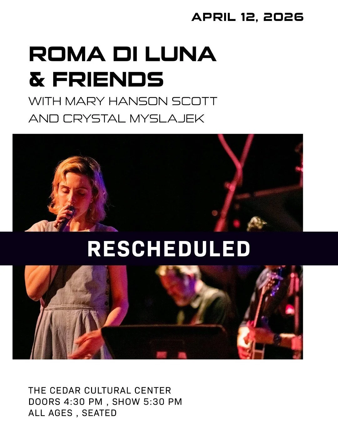 Due to winter storm conditions and blizzard warnings, tonight&rsquo;s performance by Roma di Luna has been postponed and will now take place on April 12.
All tickets purchased for tonight&rsquo;s show will be honored for the new date. 
Thank you for 