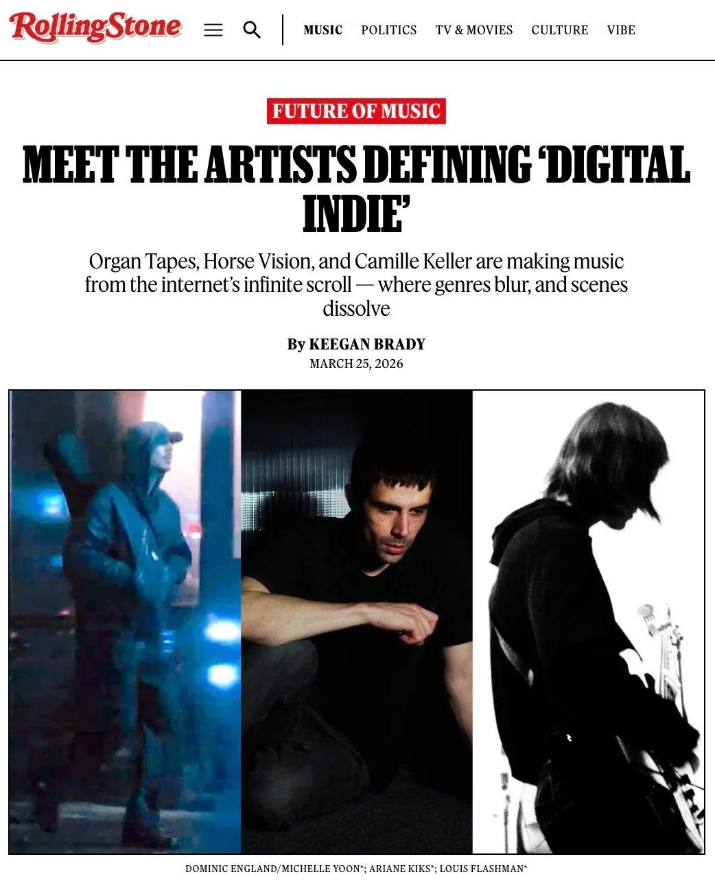 Horse Vision has been named as one of the artists &ldquo;Defining &lsquo;Digital Indie '&rdquo; by The Rolling Stone. Experience the duo shaping this genre on The Cedar stage on April 14th.

Formed in 2023, [Horse Vision] works quickly, prioritizing 